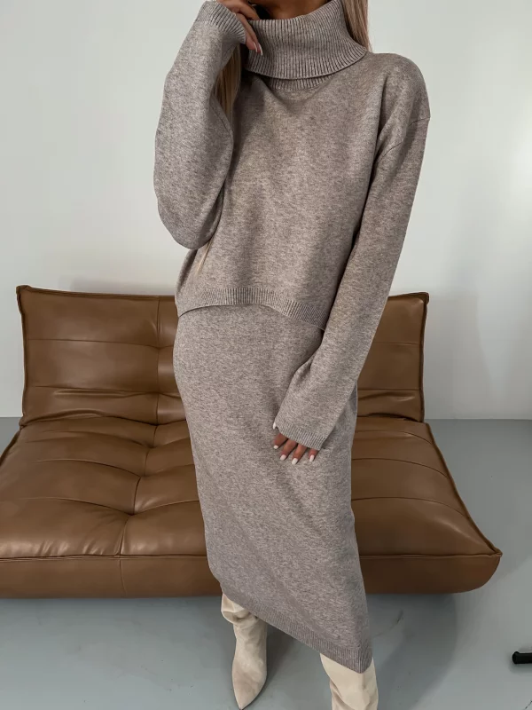 Mune | Jersey Set Midi Dress with Turtleneck