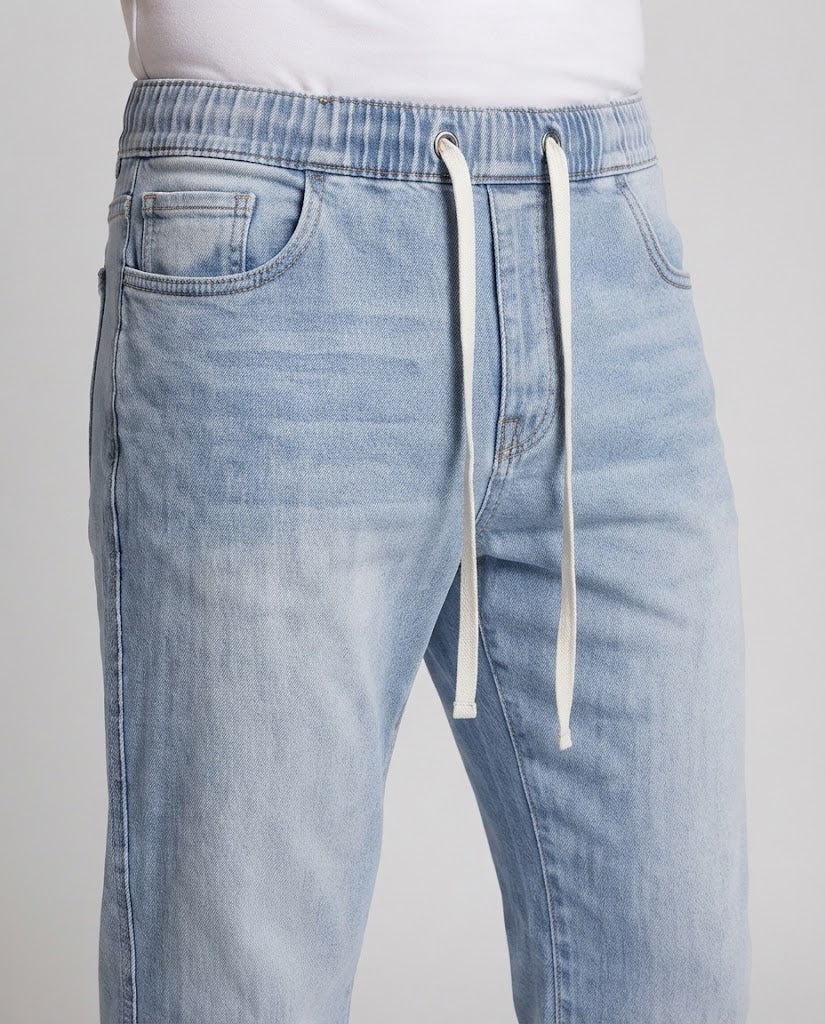 Men's Wide Stonewashed Denim Jeans with Floor-Length Hem and Relaxed Fit Mune Fashion