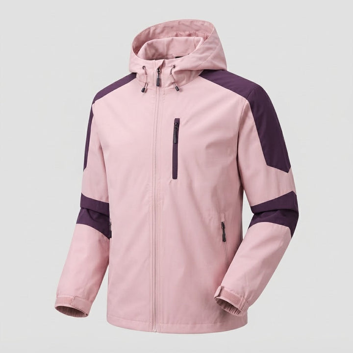 Men's lightweight water-repellent hooded softshell jacket with contrast stripes and chest zip Mune Fashion