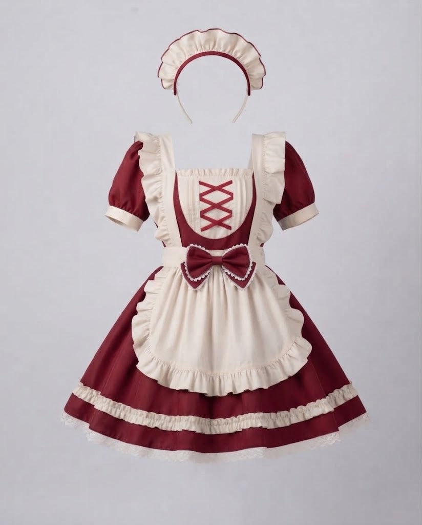 Women's Elaborate Maid Costume with Ruffle Details and Apron Mune Fashion