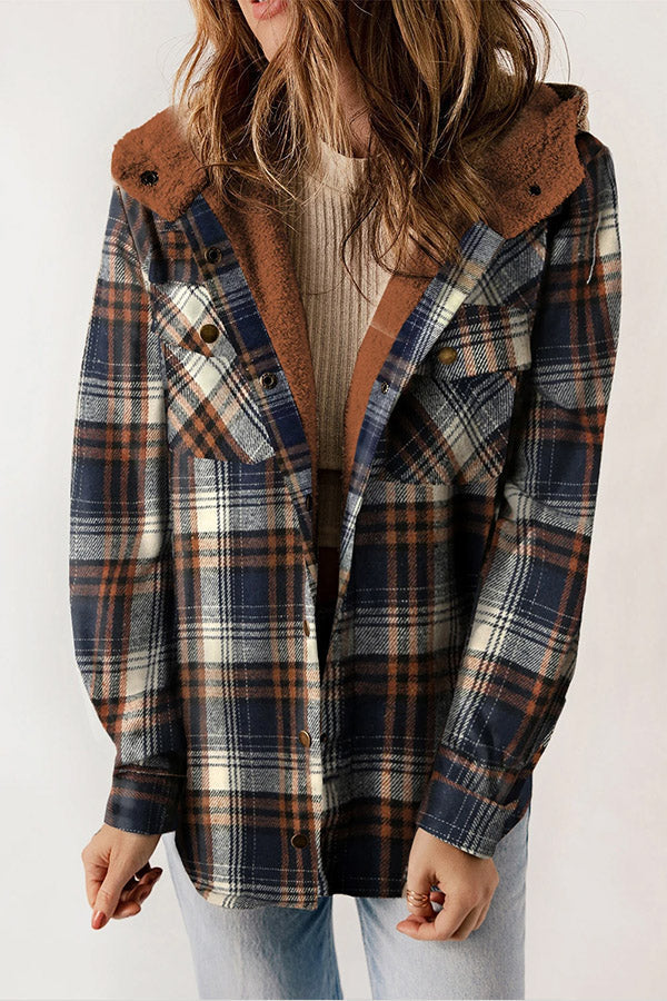 Mune | Button Sherpa Lined Hooded Flannel Jacket