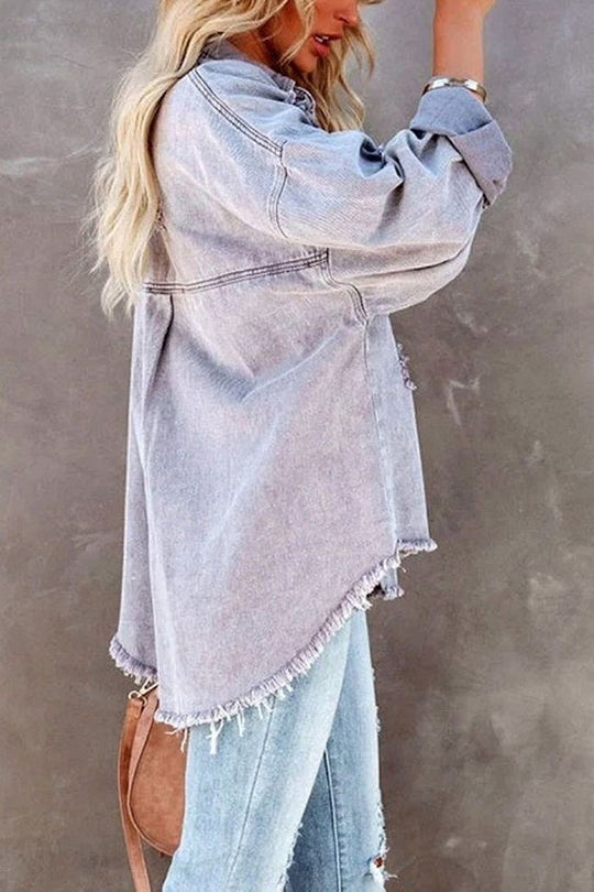 Mune | Revers Long Sleeve Ripped Denim Jacket