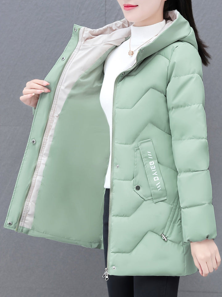 Mune | Long, casual women's down jacket with hood