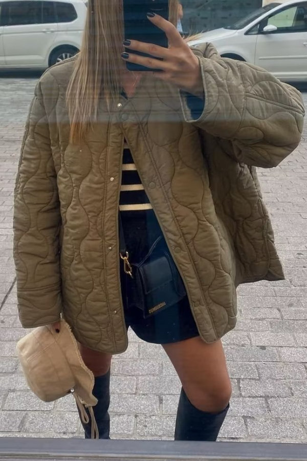Mune | Color Loose Round Neck Padded Jacket