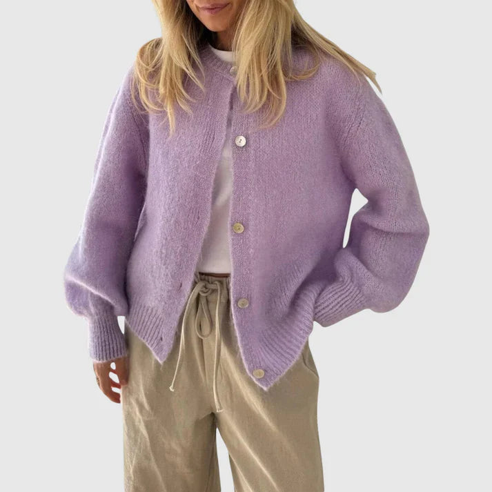 Mune | Women's Cashmere Cardigan with Round Neck and Button Closure