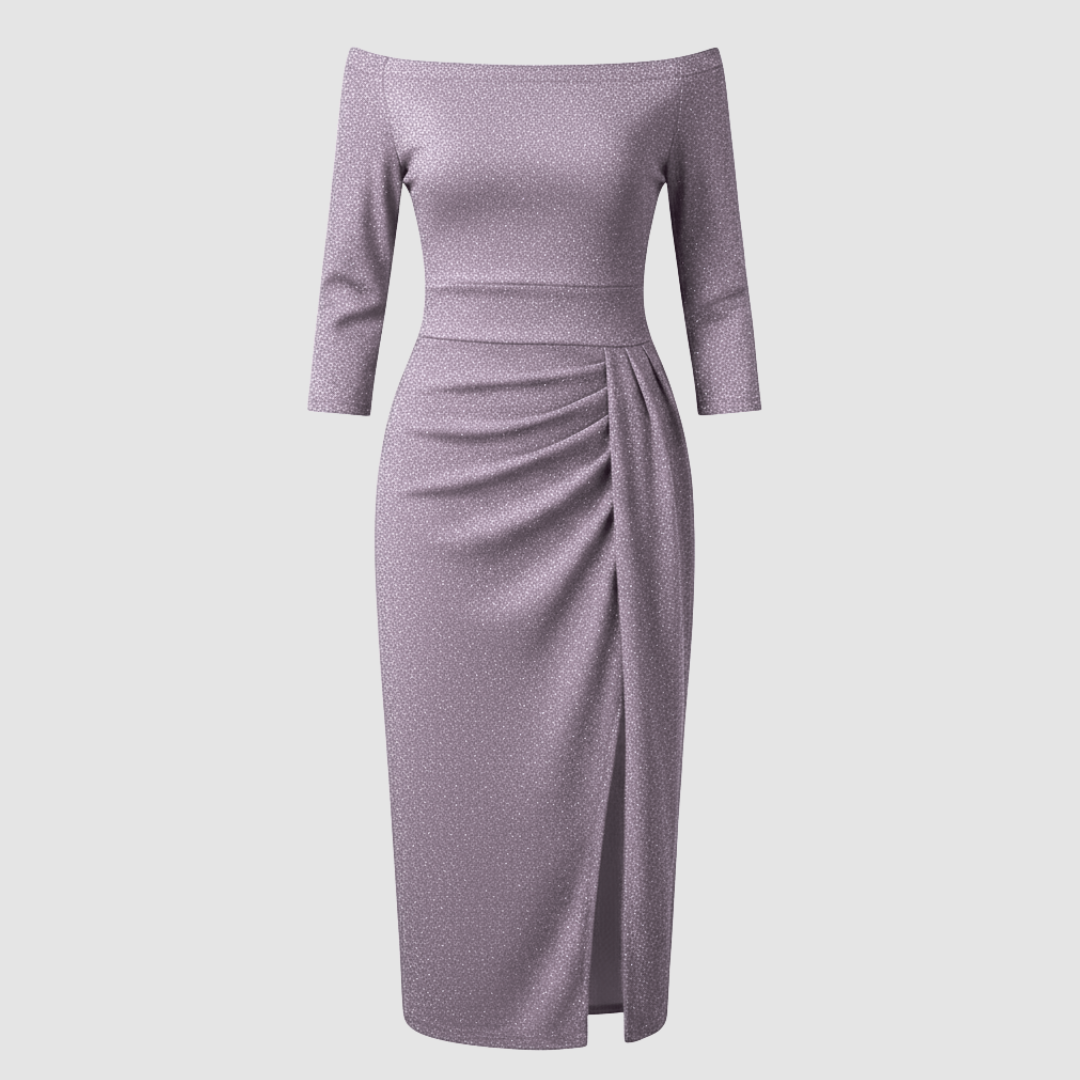 Elegant Wedding Guest Dress Off Shoulder Long Satin