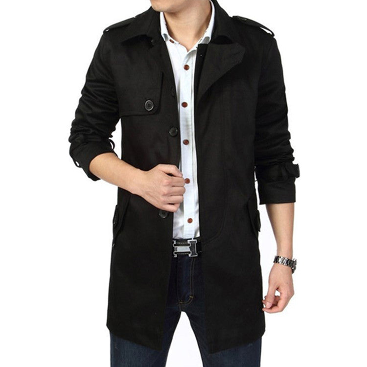 Men's trench coat in classic cut with shoulder flaps, waist strap, and adjustable cuffs Mune Fashion