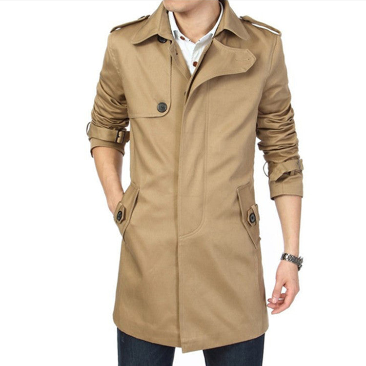 Men's trench coat in classic cut with shoulder flaps, waist strap, and adjustable cuffs Mune Fashion