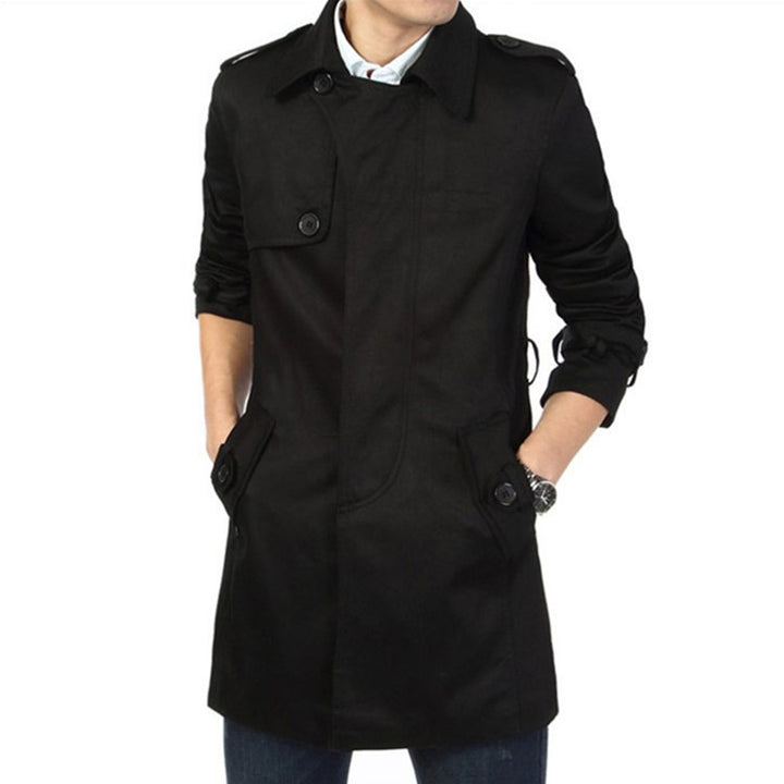 Men's trench coat in classic cut with shoulder flaps, waist strap, and adjustable cuffs Mune Fashion