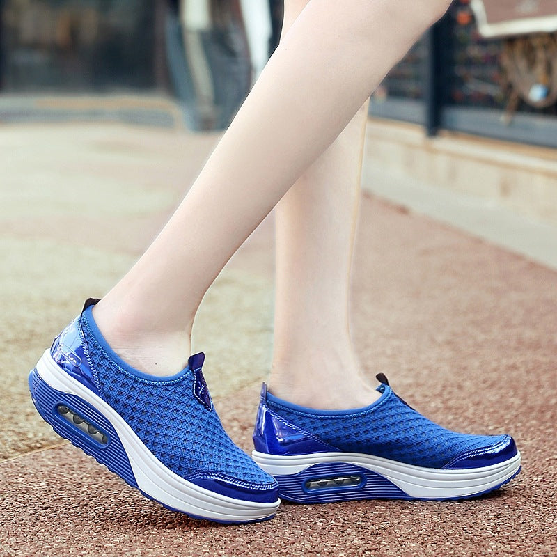 Women's comfortable slip-on wedge sneakers with air-cushioned platform and breathable honeycomb mesh Mune Fashion