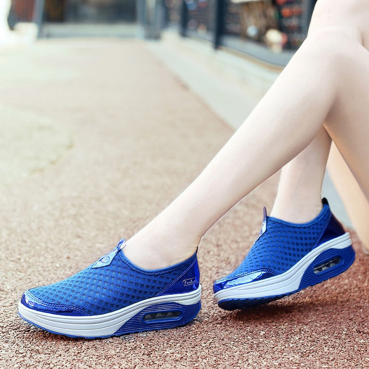 Women's comfortable slip-on wedge sneakers with air-cushioned platform and breathable honeycomb mesh Mune Fashion