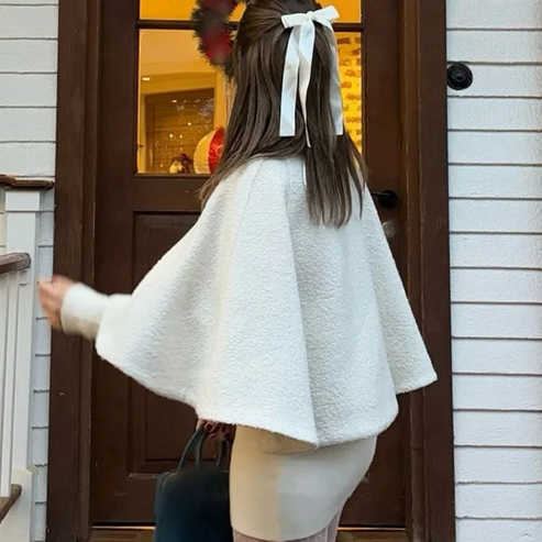 Mune | High Neck Cape Coat Elegant A-Line Swing Jacket
