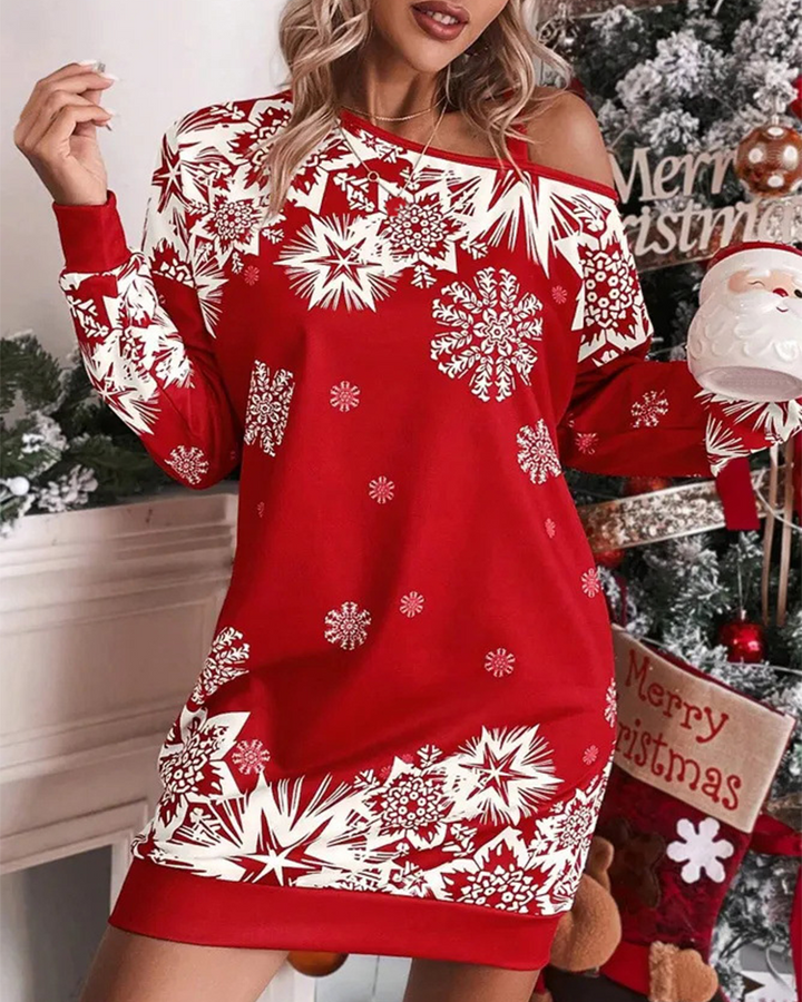 Mune | Asymmetrical Shoulder Christmas Dress