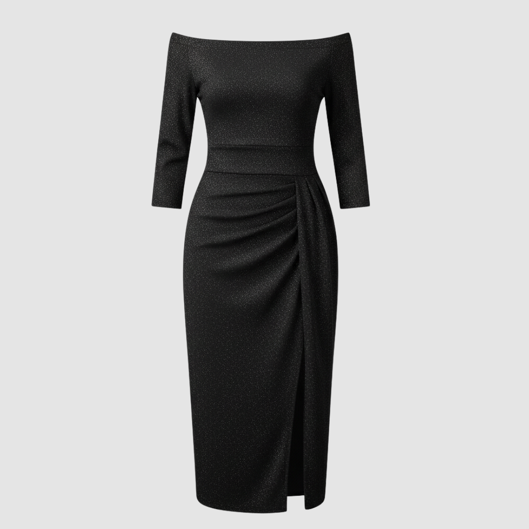 Elegant Wedding Guest Dress Off Shoulder Long Satin