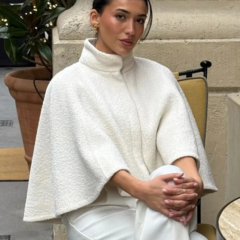 Mune | High Neck Cape Coat Elegant A-Line Swing Jacket