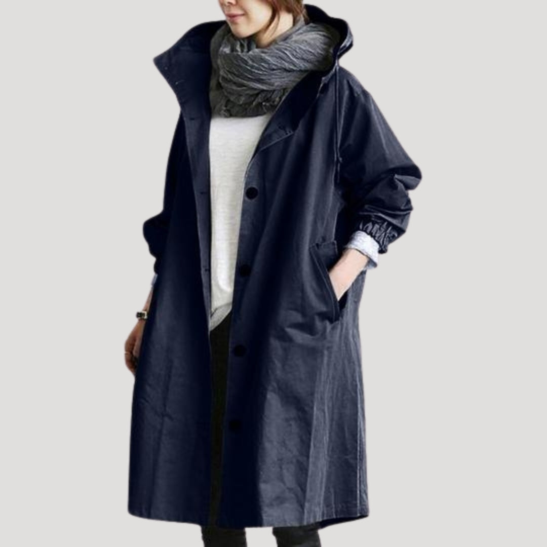 Mune | Women's Trench Coat Long Lightweight with Hood Jacket