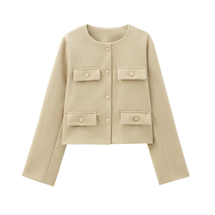 Mune | Neck Solid Color Single-Breasted Jacket
