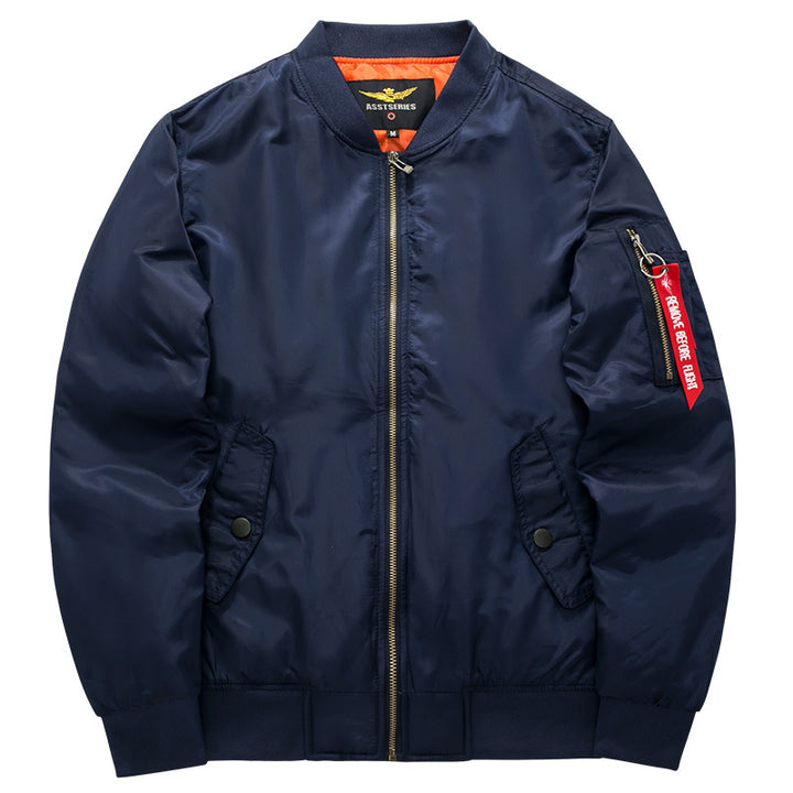 Men's coat made of lightweight, water-repellent nylon with ribbed collar, cuffs, hem, and sleeve zipper Mune Fashion