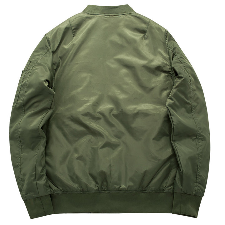 Men's coat made of lightweight, water-repellent nylon with ribbed collar, cuffs, hem, and sleeve zipper Mune Fashion