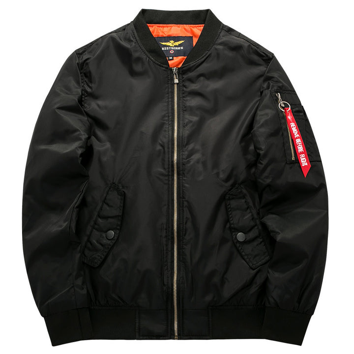 Men's coat made of lightweight, water-repellent nylon with ribbed collar, cuffs, hem, and sleeve zipper Mune Fashion