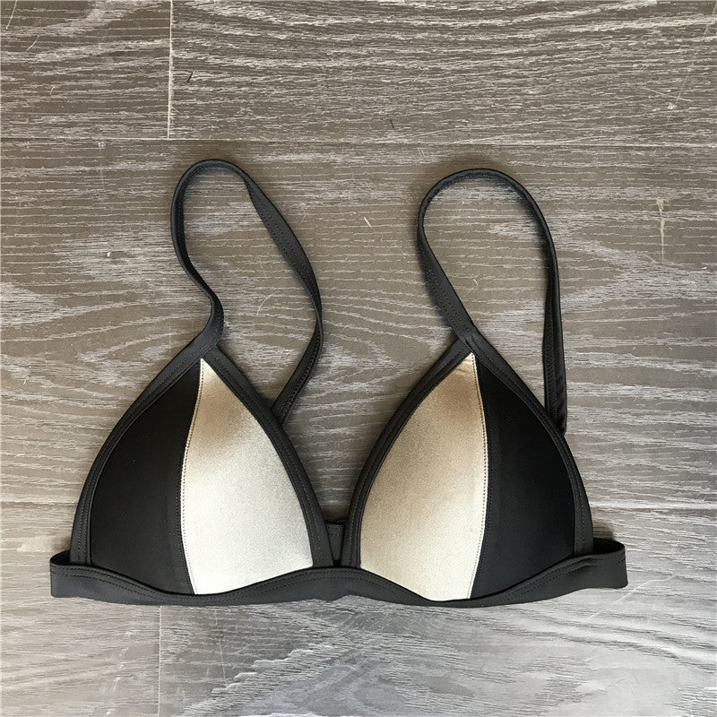 Women's Triangle Bikini Set with Fashionable Contrast Mune Fashion
