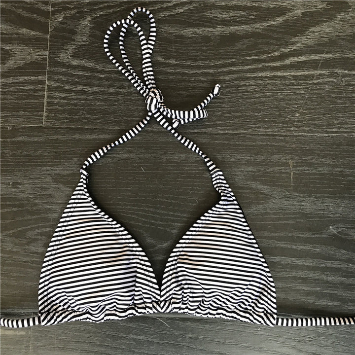 Women's triangle bikini set with classic stripe pattern Mune Fashion