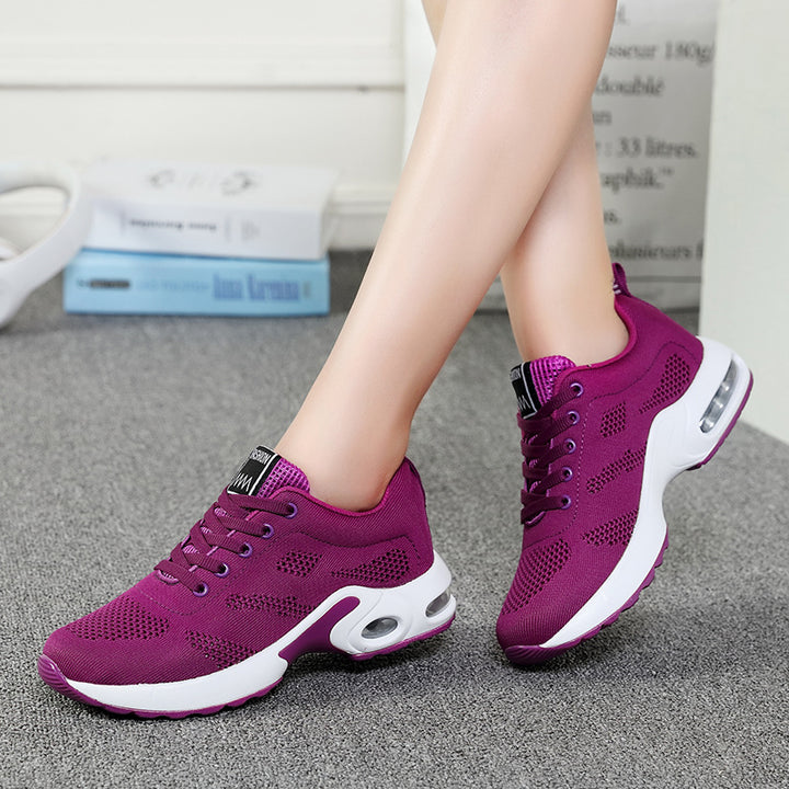 Women nan breathable knitted running shoes with air cushion and shock-absorbing sole Mune Fashion