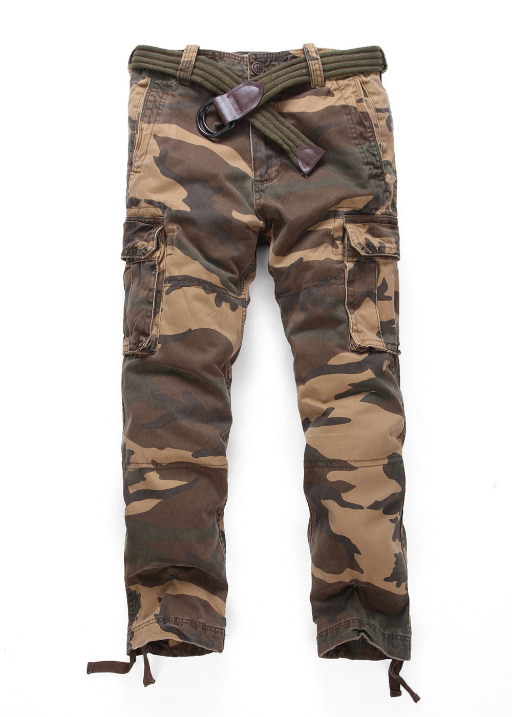 Men's cargo pants with multiple pockets, adjustable leg cuffs, and belt Mune Fashion