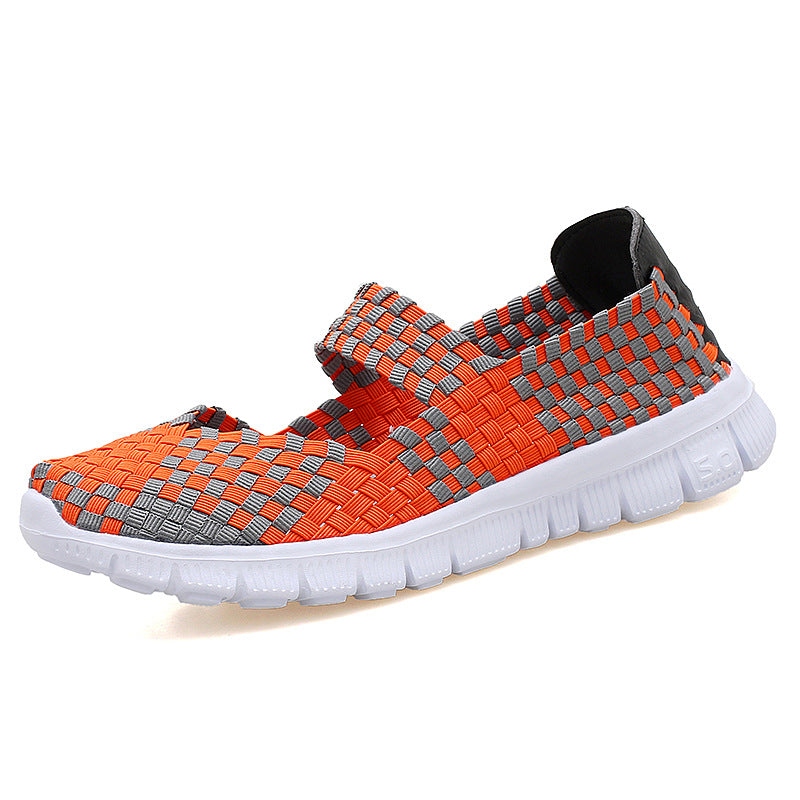 Ladies nan elastic Mary Jane strap comfort shoe with woven stretch upper material and flexible light sole Mune Fashion