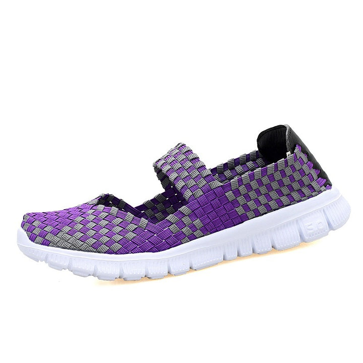 Ladies nan elastic Mary Jane strap comfort shoe with woven stretch upper material and flexible light sole Mune Fashion