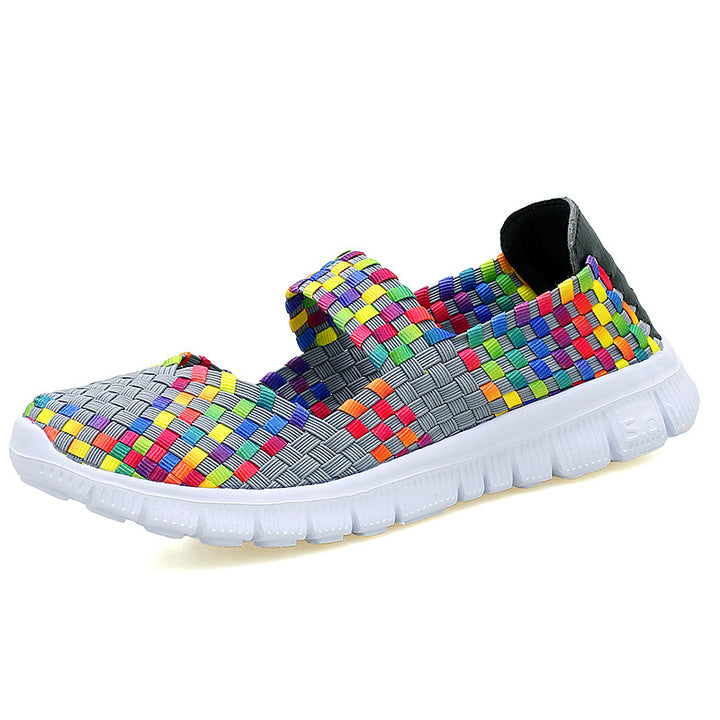 Ladies nan elastic Mary Jane strap comfort shoe with woven stretch upper material and flexible light sole Mune Fashion