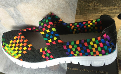 Ladies nan elastic Mary Jane strap comfort shoe with woven stretch upper material and flexible light sole Mune Fashion