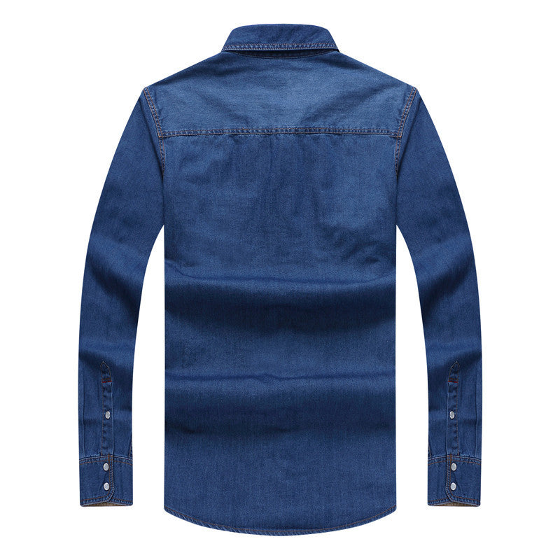 Men's Denim Shirt in Western Style with Snap Button Placket and Chest Flaps Mune Fashion