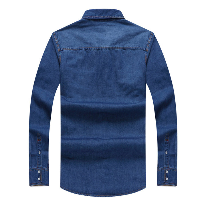 Men's robustly cut denim shirt with flap pockets and vintage wash Mune Fashion