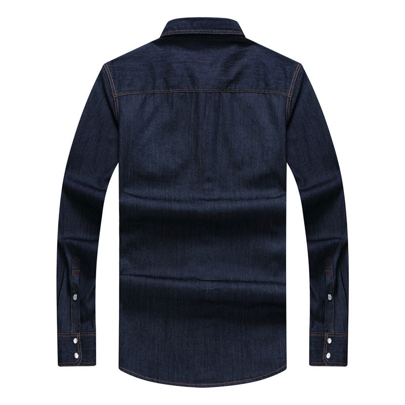 Men's Denim Shirt in Western Style with Snap Button Placket and Chest Flaps Mune Fashion