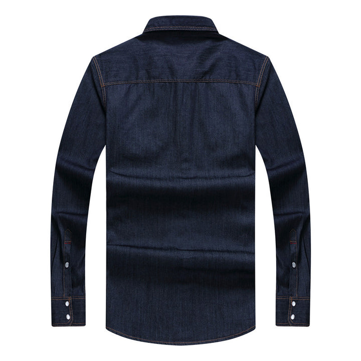Men's robustly cut denim shirt with flap pockets and vintage wash Mune Fashion