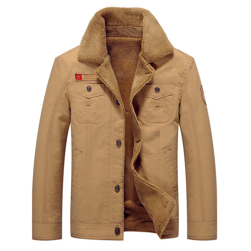 Men's canvas trucker jacket with teddy lining, high collar and utility pockets Mune Fashion