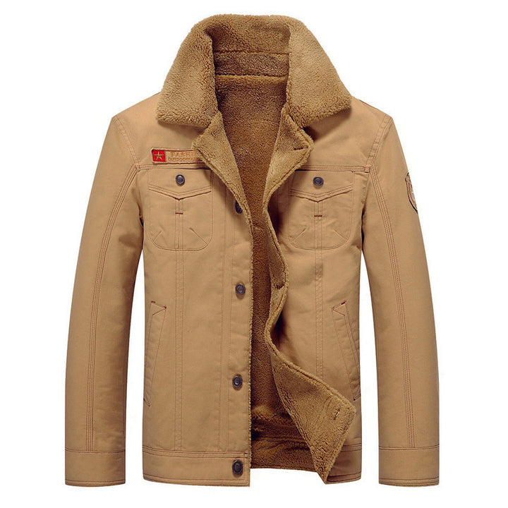 Men's canvas trucker jacket with teddy lining, high collar and utility pockets Mune Fashion