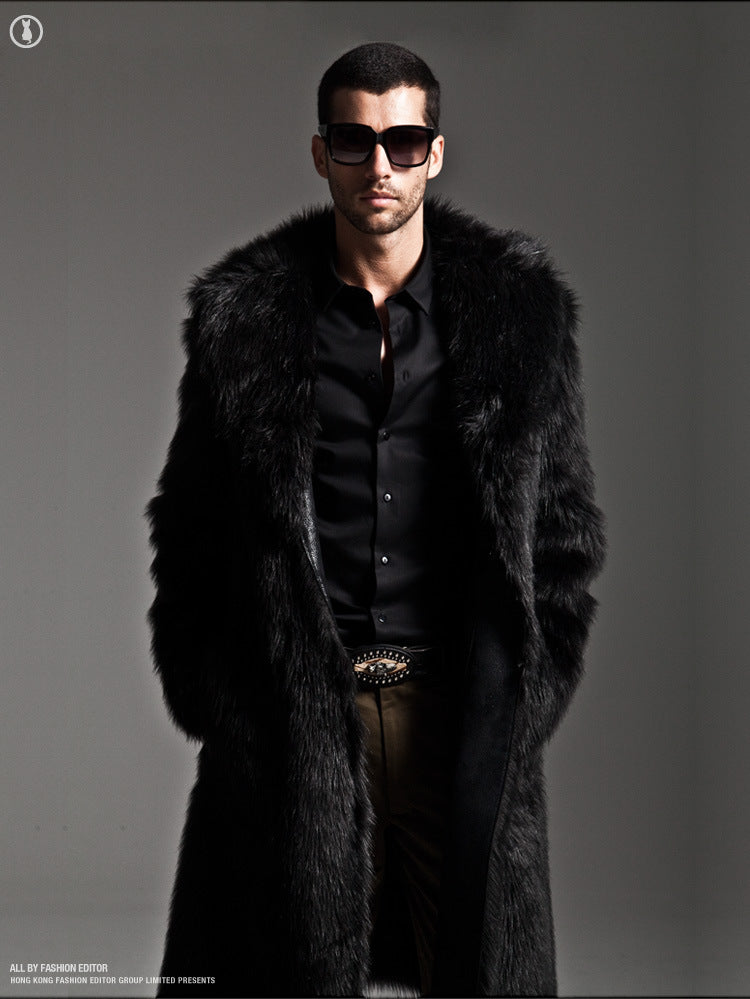Men's Elegant Faux Fur Coat Mune