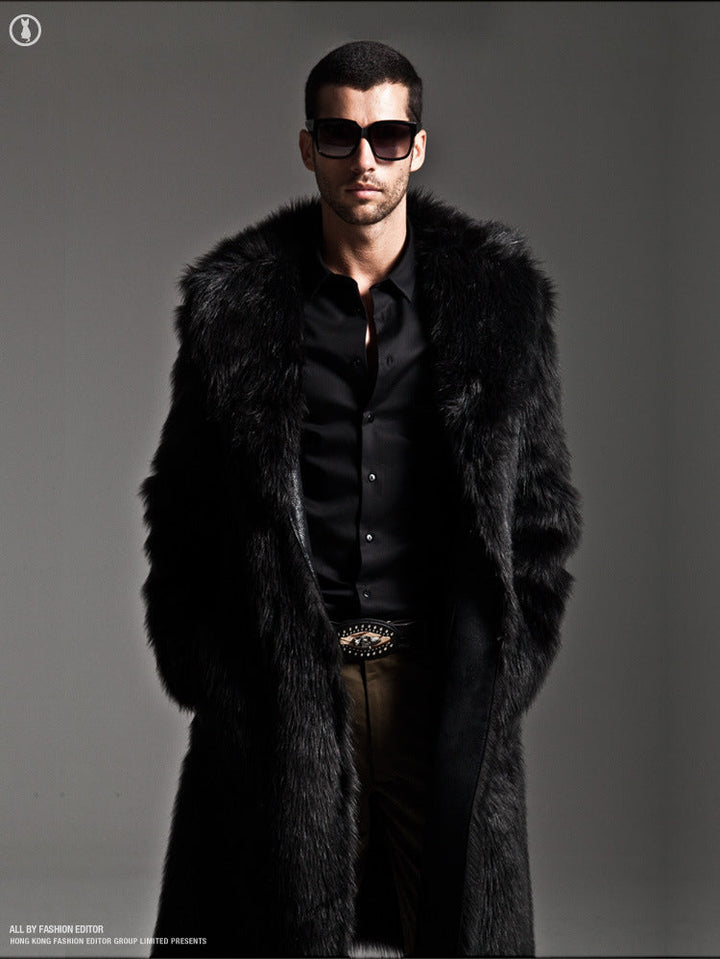 Men's Elegant Faux Fur Coat Mune