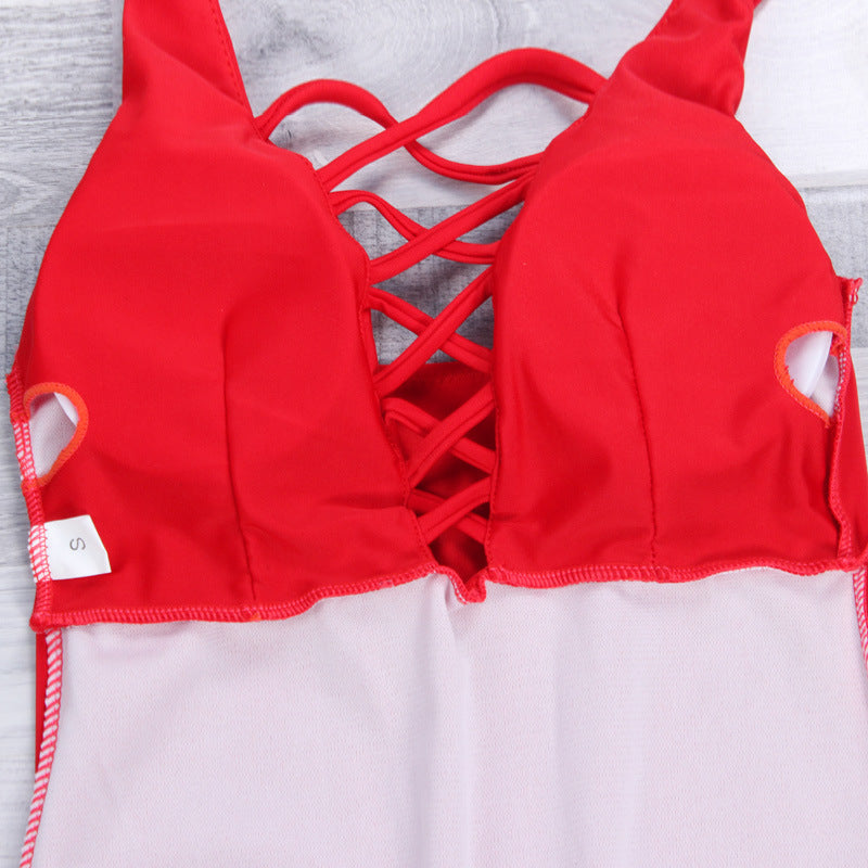 Women's one-piece swimsuit with seductive lace-up design Mune Fashion
