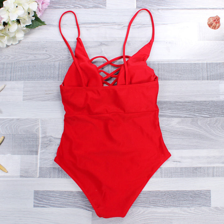 Women's one-piece swimsuit with seductive lace-up design Mune Fashion