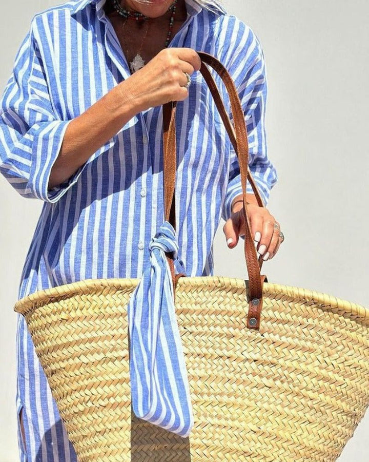 Women Timeless Striped Summer Shirt Dress