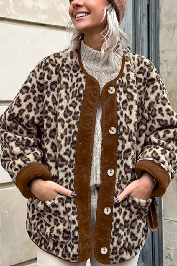 Mune | Leopard Loose Loose Cashmere Warm Jacket