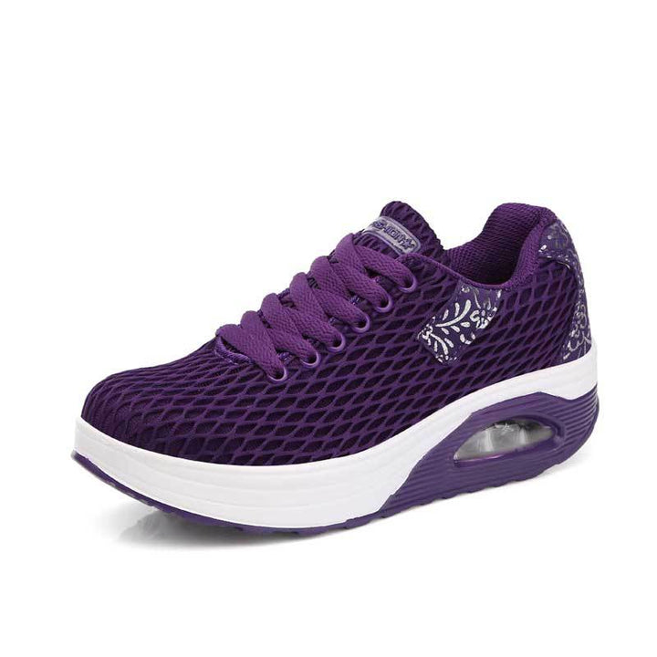 Women's breathable mesh comfort sneakers with air cushioning and ergonomic wedge sole Mune Fashion