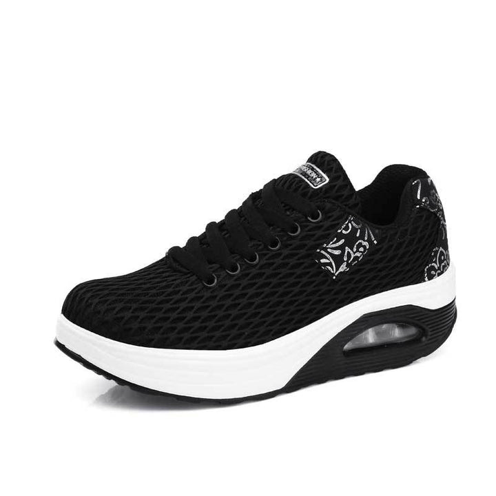Women's breathable mesh comfort sneakers with air cushioning and ergonomic wedge sole Mune Fashion