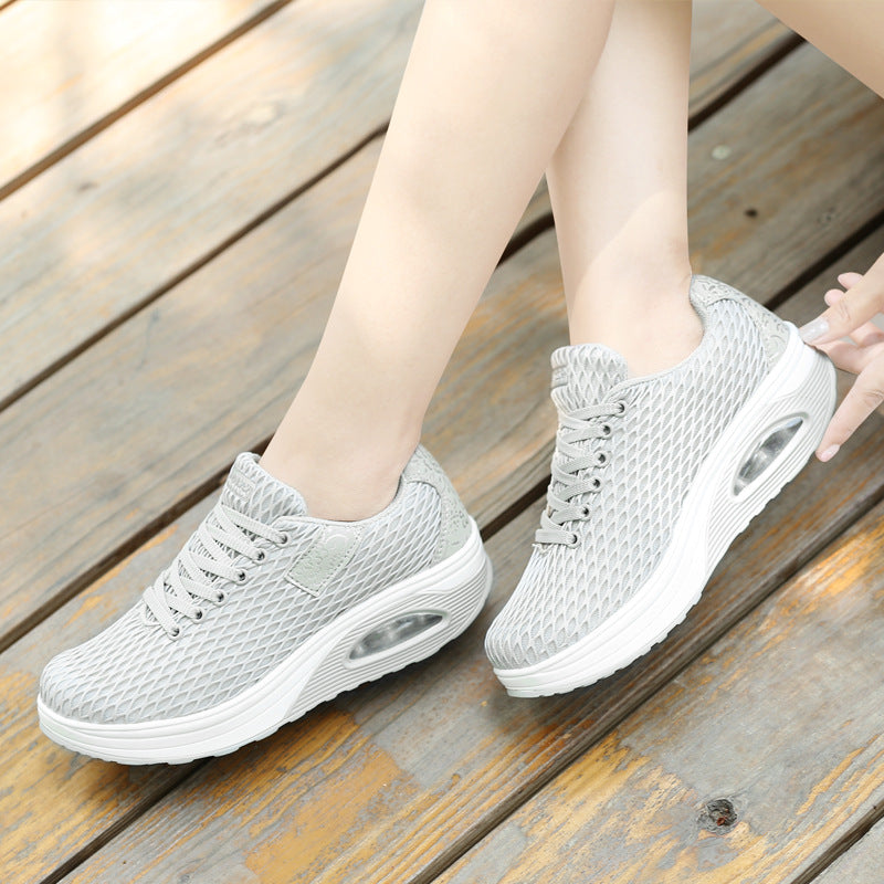Women's breathable mesh comfort sneakers with air cushioning and ergonomic wedge sole Mune Fashion
