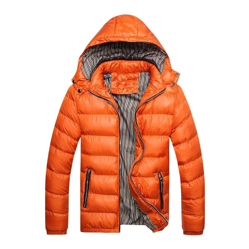 Men's quilted hooded jacket with shiny nylon look and contrasting zippers Mune Fashion