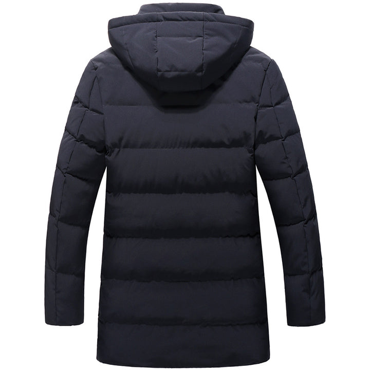 Men Mid-Length Quilted Parka with Hood and Windproof Thermal Insulation Mune Fashion