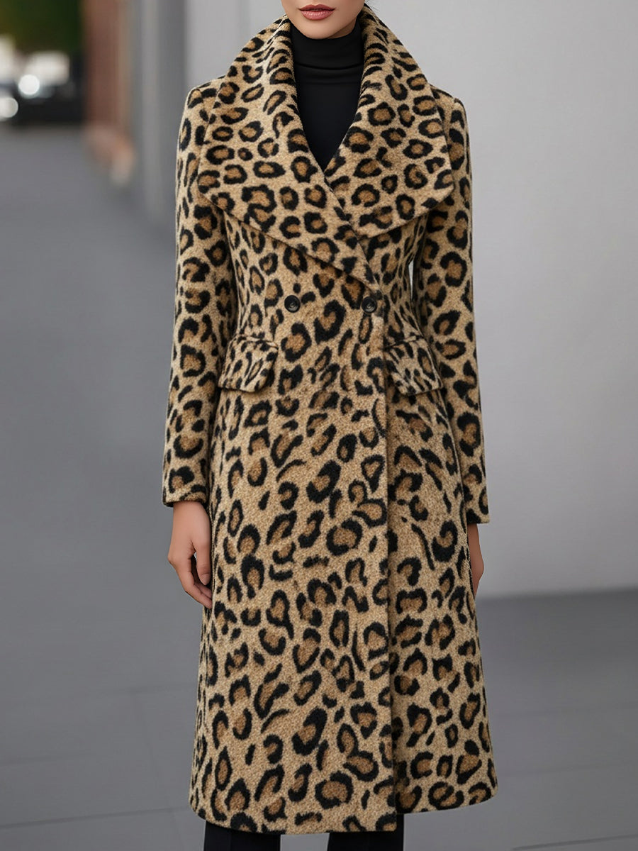 Mune | Winter Jacket with Leopard Pattern Double-Sided with Wool Elegant Outer Jacket for Casual and Formal Occasions